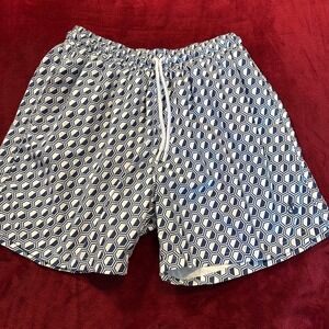 Retromarine New York Mens XL Swim Trunks Navy White Geometric Honeycomb Anchor